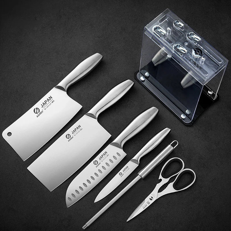 Chef Knife Kitchen Knife Set Hollow Handle Knife Set Stainless Steel Household Slicing Knife Professional Meat Cleaver