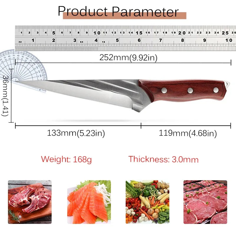 Boning Knife Kitchen Hand Forged Fillet Knife Beef Knife BBQ Tool Handmade Stainless Steel Professional Chef's Kitchen Knives