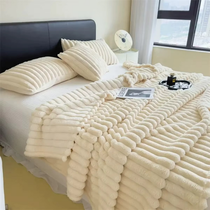 Soft Plush Velvet Blanket for Winter – Warm Lap Throw or Bed Blanket with Pillowcase – Zella Mall™