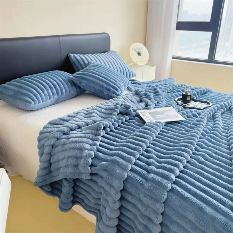 Soft Plush Velvet Blanket for Winter – Warm Lap Throw or Bed Blanket with Pillowcase – Zella Mall™