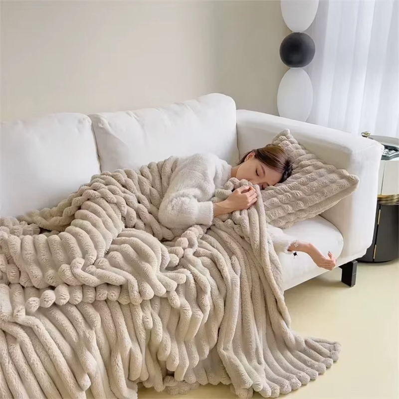 Soft Plush Velvet Blanket for Winter – Warm Lap Throw or Bed Blanket with Pillowcase – Zella Mall™