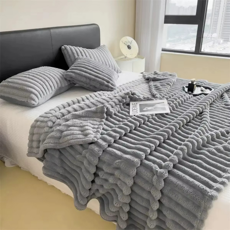 Soft Plush Velvet Blanket for Winter – Warm Lap Throw or Bed Blanket with Pillowcase – Zella Mall™