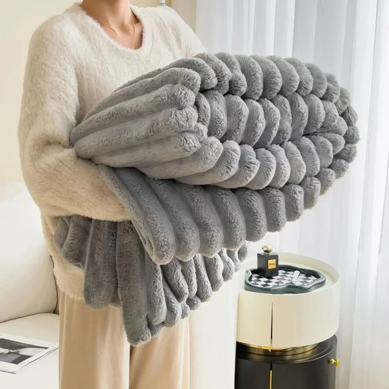 Soft Plush Velvet Blanket for Winter – Warm Lap Throw or Bed Blanket with Pillowcase – Zella Mall™