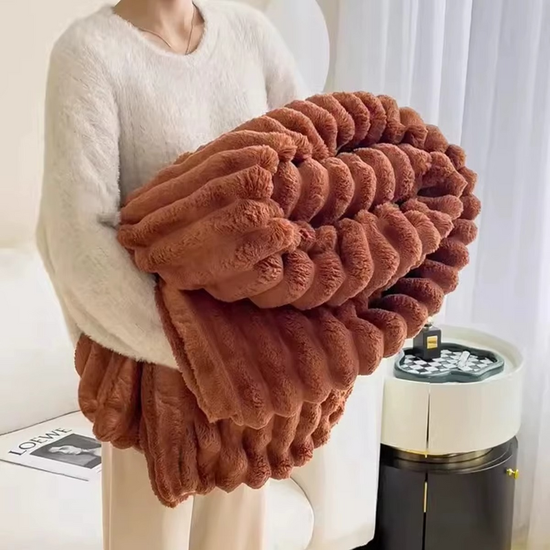 Soft Plush Velvet Blanket for Winter – Warm Lap Throw or Bed Blanket with Pillowcase – Zella Mall™