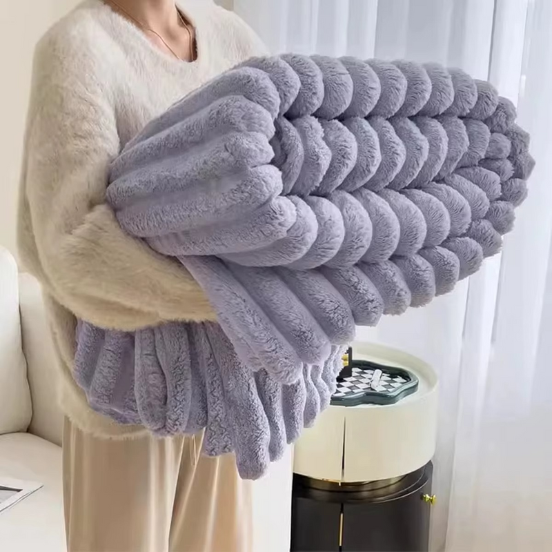 Soft Plush Velvet Blanket for Winter – Warm Lap Throw or Bed Blanket with Pillowcase – Zella Mall™