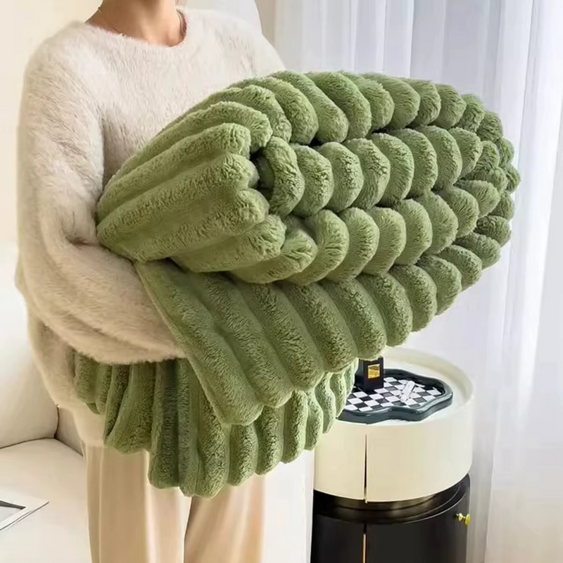 Soft Plush Velvet Blanket for Winter – Warm Lap Throw or Bed Blanket with Pillowcase – Zella Mall™