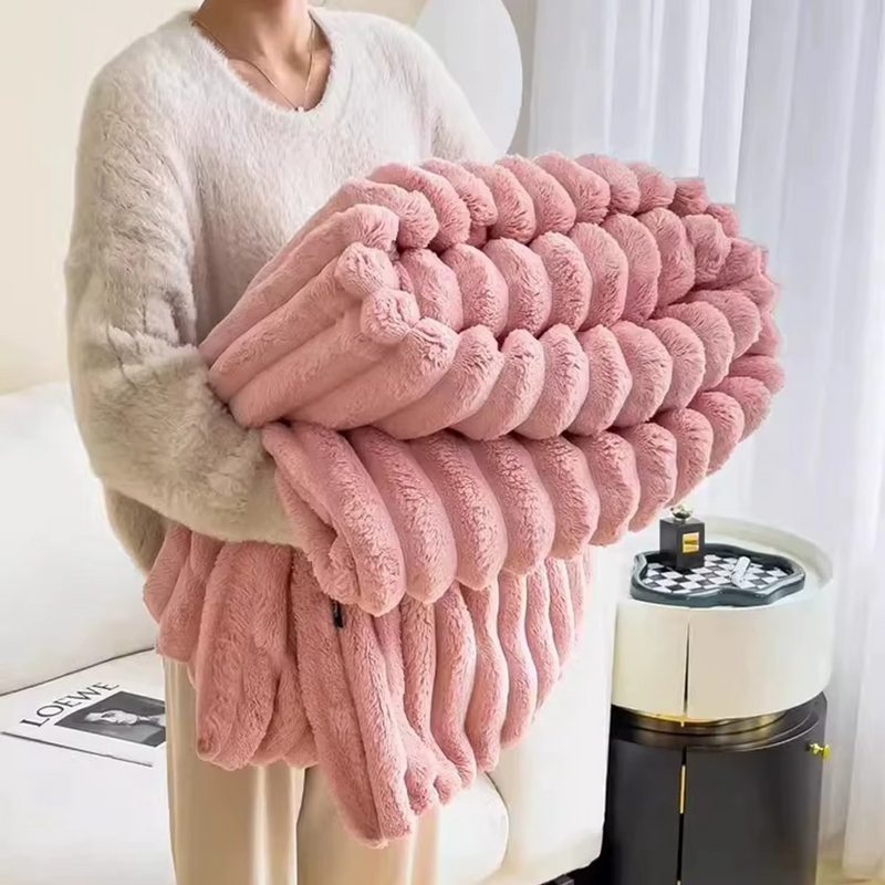 Soft Plush Velvet Blanket for Winter – Warm Lap Throw or Bed Blanket with Pillowcase – Zella Mall™