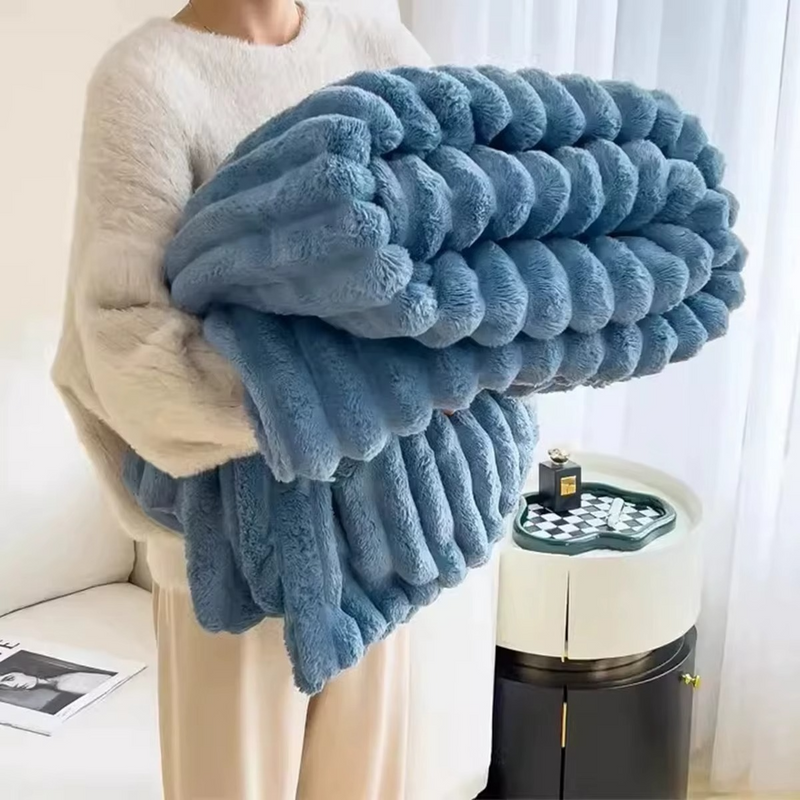 Soft Plush Velvet Blanket for Winter – Warm Lap Throw or Bed Blanket with Pillowcase – Zella Mall™