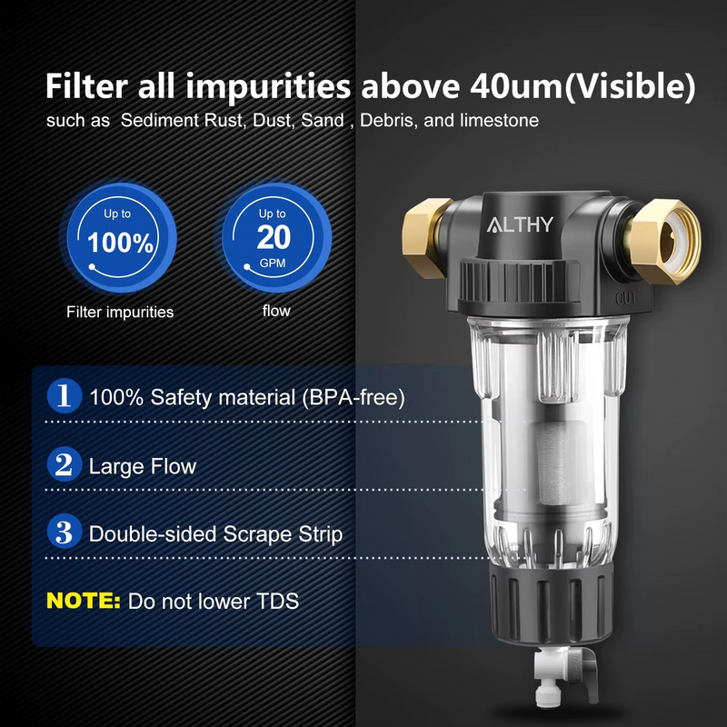 Whole House Spin Down Sediment Water Filter – Reusable Prefilter with Backwash & Stainless Steel Mesh – Zella Mall™