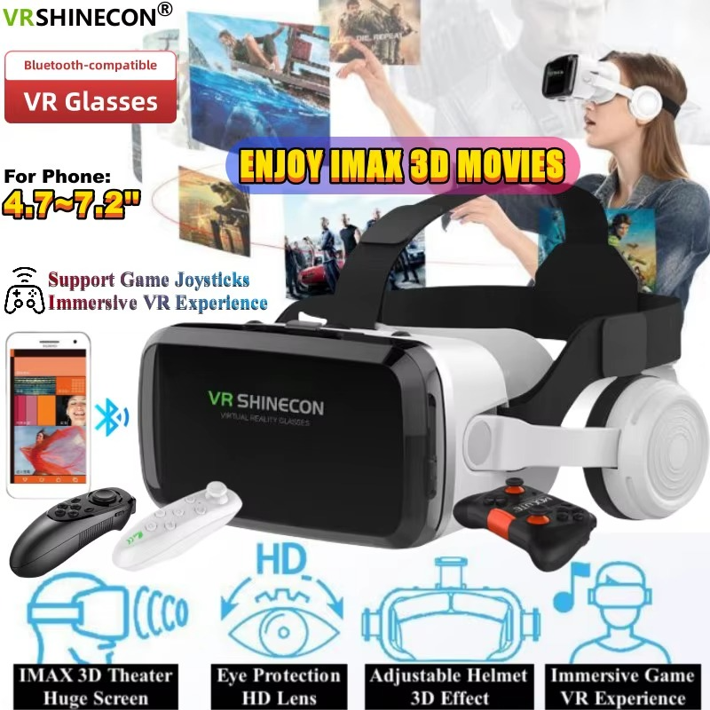 Wireless 3D VR Headset – IMAX-Style Virtual Reality Glasses for 4.7–7.2" Phones, Gamepad Supported – Zella Mall™