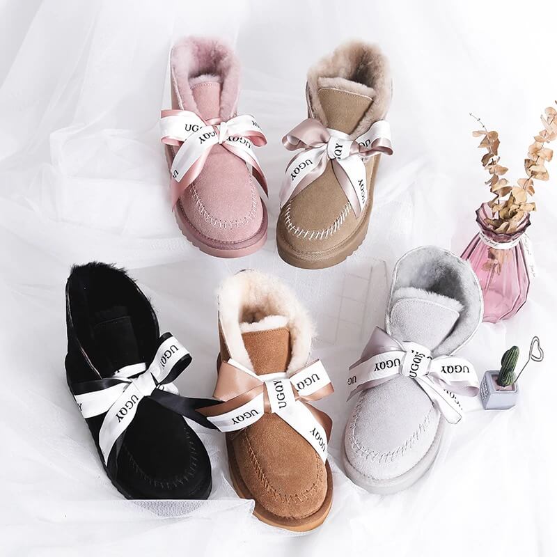 Women Boots Genuine Leather Cowhide High Quality Winter Snow Boots Real Wool Fur Australia Classic Woman Ankle Boots Warm Size