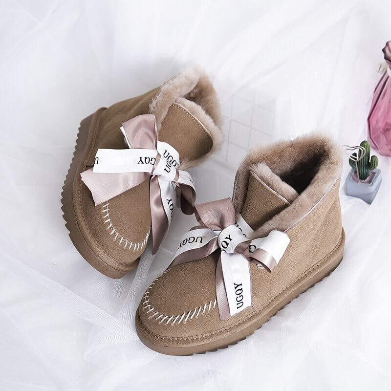 Women Boots Genuine Leather Cowhide High Quality Winter Snow Boots Real Wool Fur Australia Classic Woman Ankle Boots Warm Size