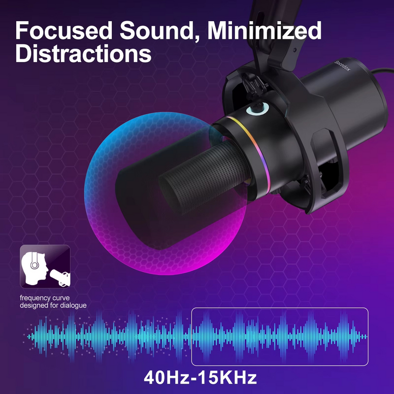 XLR/USB Dynamic Microphone Kit – RGB PC Mic for Streaming, Podcast & Gaming – Zella Mall™