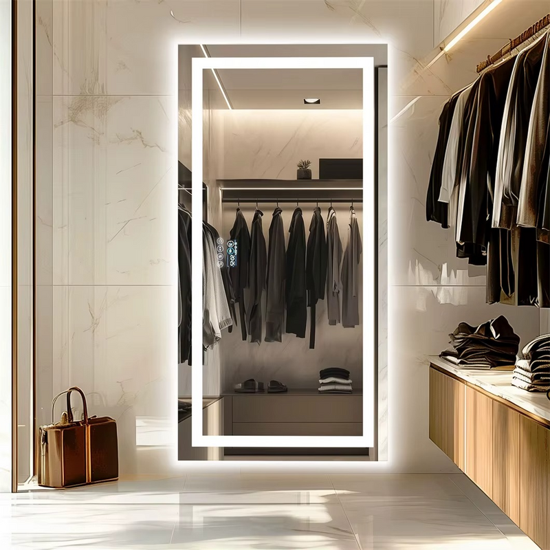 XXL Smart LED Vanity Mirror with Bluetooth, Digital Display & Anti-Fog – Wall Mounted – Zella Mall™