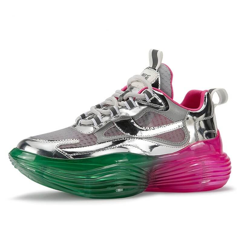 Women Nevada Sneaker Metallic Leather Shoe Height Increasing