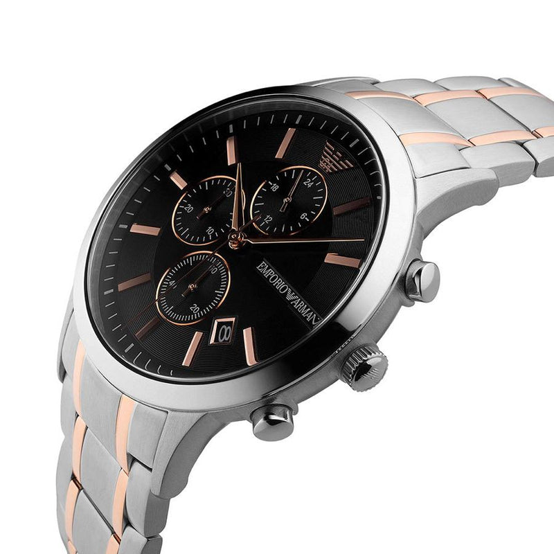 EMPORIO Watch AR11165 SILVER/ROSE GOLD - BLACK CHRONO