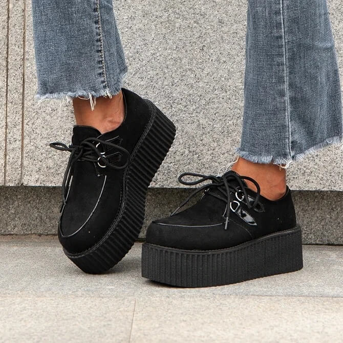 Creeper 2020 Women Flats Lace Up Platform Shoes Autumn Women Shoes Suede Ladies Shoes Plus Size 41 Female Shoes Free Shipping