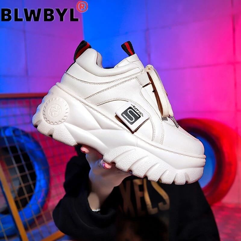 Ulzzang shoe Women Casual, Woman Sneakers Platform Wedges High Heels