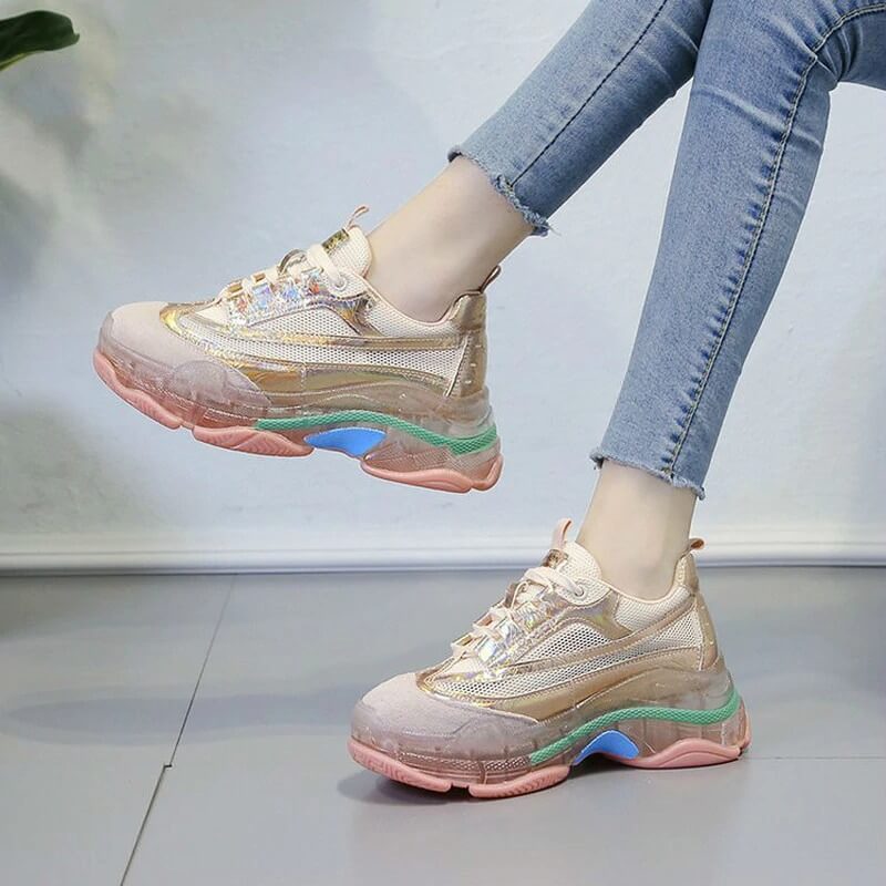 Chunky Sneakers Women Summer Vulcanize Female Fashion Sneakers Lace Basket Femme Dad Platform Breathable Mesh Sneakers for Women