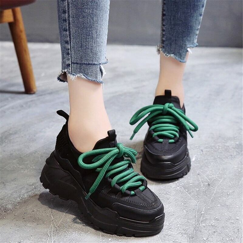 sneakers new Women's casual shoes Platform wedge Breathable walking shoes Lace-Up Fashion Increasing Height sneakers