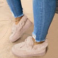 Winter Autumn Women's Casual Fur Shoes Cute Bowknot 2021 Trend Fluffy Furry Slip-on Sneakers Ladies Plush Loafers Flats Platform