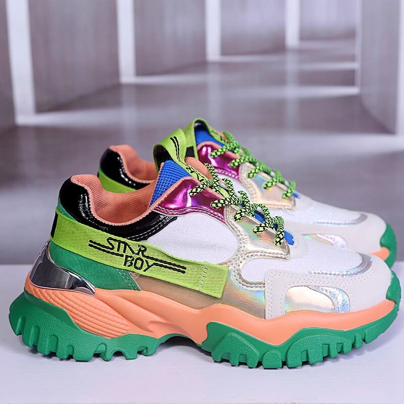 Women Fashion Chunky Sneakers Platform Summer Designers Mixed Colors Vulcanized Shoes Woman Sports Casual Shoes Tennis Female