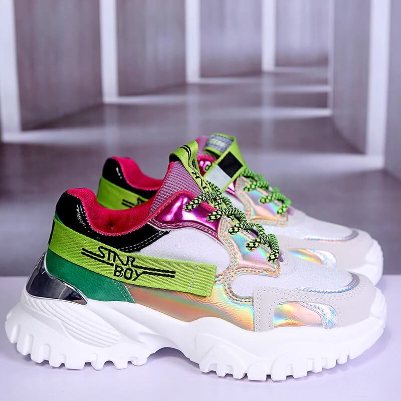Women Fashion Chunky Sneakers Platform Summer Designers Mixed Colors Vulcanized Shoes Woman Sports Casual Shoes Tennis Female
