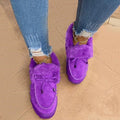 Winter Autumn Women's Casual Fur Shoes Cute Bowknot 2021 Trend Fluffy Furry Slip-on Sneakers Ladies Plush Loafers Flats Platform