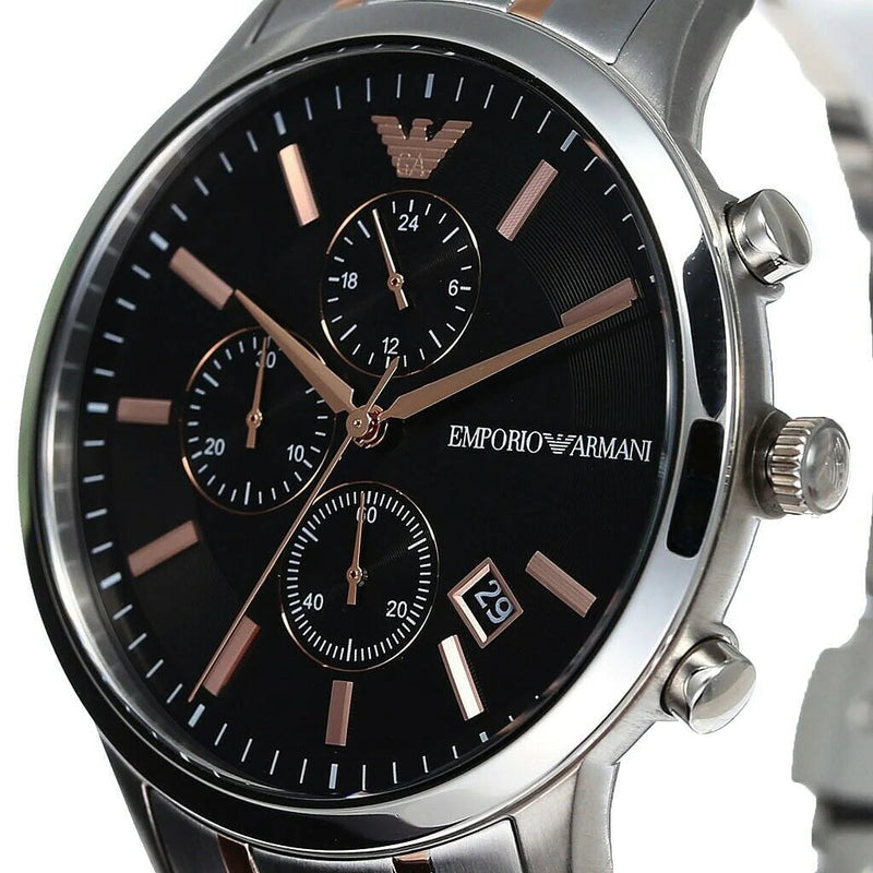 EMPORIO Watch AR11165 SILVER/ROSE GOLD - BLACK CHRONO
