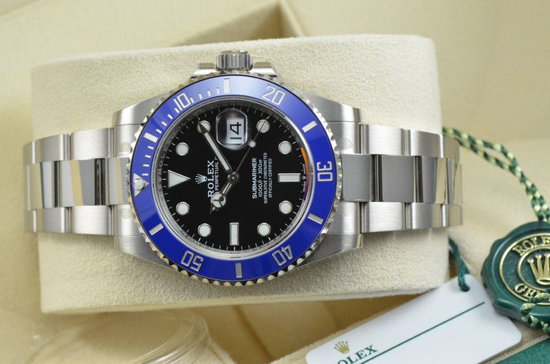 Luxury Watch Submariner Blue Bezel Black Background