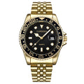 Men’s Fashion Quartz Watch – Casual Stainless Steel Band with Calendar, Green Dial