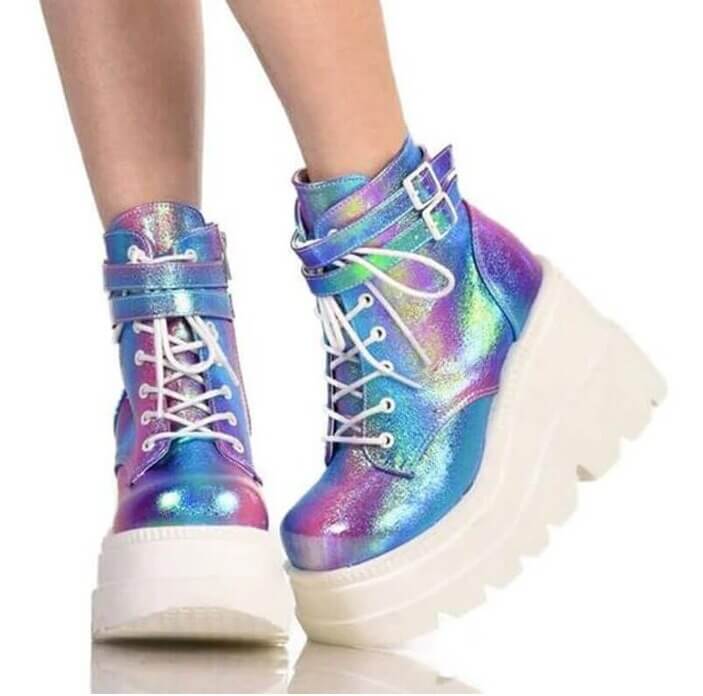 Winter Fashion High Platform Boots Leather High Wedges Ankle Boots Women 2020 New Female Punk Style High Heels Shoes for Woman