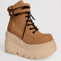Winter Fashion High Platform Boots Leather High Wedges Ankle Boots Women 2020 New Female Punk Style High Heels Shoes for Woman